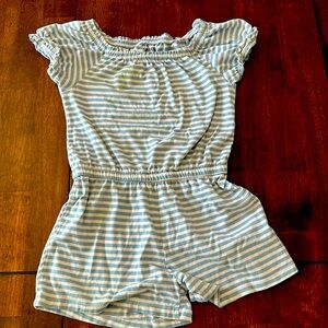Old Navy, blue and white striped cotton romper size small